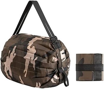 Mozzyyee Portable Foldable Shopping Bag Large Capacity Multipurpose Storage Bag Sports Travel Shoulder Bag (Brown Camouflage)