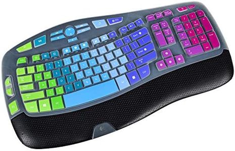 Keyboard Cover for Logitech K350 MK550 MK570 Wireless Wave Keyboard,Logitech K350 Ergonomic Keyboard Accessories, Ultra Thin Silicone Logitech Keyboard Cover-Rainbow