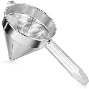 New Star Foodservice 34295 18/8 Stainless Steel China Cap Strainer, 9-Inch, Fine Mesh