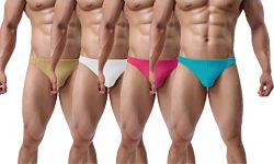 THE BLAZZE 0009 Men's G-String Thong Thongs Sexy Low Mid High Thongs Sexy Underwear Thongs for Men (Pack of 4) (L, Light Assorted)