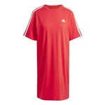 adidas Women's Essentials 3-Stripes Single Jersey Boyfriend Tee Dress, Better Scarlet, L