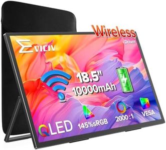 EVICIV Wireless Portable Monitor with 10000mAh Battery, 18.5" 145% sRGB QLED Ultra-Slim Monitor, Support AirPlay, Miracast, USB-C & HDMI, Sleeve & VESA, Second Screen for Laptop, Game Consoles(3-4H)