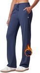 Willit Women's Fleece Lined Pants with Zipper Pockets Winter Thermal Warm Hiking Straight-Leg Pants Navy Blue S