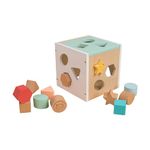 Owl & Fox OF212 Wooden Sorter, Sorting Cube, Montessori Infants and Toddlers 12 Months+, Colourful Assorted Shapes for Sensory and Problem Solving Developmental Play, FSC Certified Wood, 15x14.5x15 cm