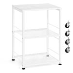 OYEAL End Table, Small Side Table Living Room, White Nightstand with 2-Tier Storage Shelf, Printer Stand Sofa Table for Small Spaces, Living Room, Bedroom, Easy Assembly