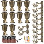 JKC Royal Antique Zinc Alloy Curtain Brackets and Curtain Holder Set, Suitable for 1 Inch Curtain Rod, Elegant and Durable Design, Ideal for Home Decor | E-Book Included | Brackets-10 Holders-10