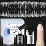 Beetles Gel Nail Kit Easy Nail Extension Set 504Pcs Short Almond Half Matte Nail Tips 5 in 1 Mutipurpose Glue Gel Base Uv Led Nail Lamp DIY Manicure Art