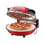 Cooks Professional Electric Pizza Oven | Pizza Oven with Stone Base & Glass Window | Countertop with 2 x Pizza Paddles | Portable Table Top Pizza Bread Maker | Red