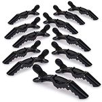 KIRA 12pcs Styling Salon Hair Clips,Alligator,black,Plastic Hair-Non-Slip DIY Accessories Hairgrip,Nonslip Grip,Double-Hinged,Wide Duck Teeth,Hair Coloring,Women,Girls … (Black)