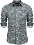 COOFANDY Mens Floral Dress Shirt Sl