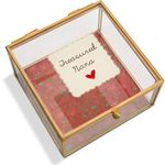 Pavilion Gift Company A Mother's Love - Treasured Nana Floral Glass Jewelry Box 4.25 Inch, Floral, Red