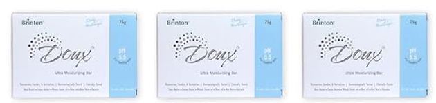 Brinton DOUX Daily Ultra Moisturizer Soap Bar with pH 5.5, 75g x Pack of 3