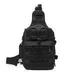 HUNTVP Fishing Tackle Sling Chest Bag Pack Small Molle One Strap Daypack for Fishing Sport Camping Hiking Cycling Outdoor (Black)