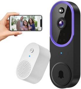 SUNNYJANE Smart 1080P Video Doorbell Camera Wireless, AI Human Detection, Live View, 2-Way Audio, Included Chime, Night Vision, 2.4G Wi-Fi, Cloud Storage, Indoor/Outdoor Surveillance Cam (Purple)