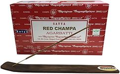 Govinda Incense Stick Holder Bundle with Satya Bangalore (BNG) Red Champa Incense Sticks - 12 Boxes x 15 Grams