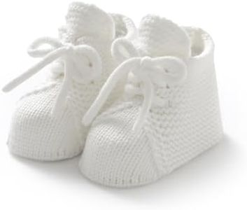 mimixiong Baby Booties Newborn Infant Sock Shoes Hand Knitted Boy and Girl Cozy Shoes White-short 0 Months- 3 Months