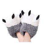 Unisex Soft Plush Home Slippers Bear Claw Slippers Animal Costume Paw Claw Shoes (38-39 /EUR, Grey)