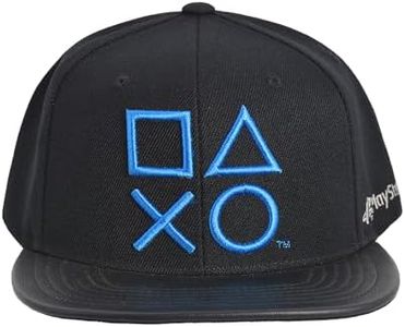 Sony PlayStation Baseball Cap, Shapes Logo Snapback Skater Baseball Hat with Flat Brim, Black, One Size, Black, One Size