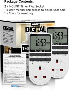 NOVKIT Digital Timer Plug 2-Pack – Programmable Socket Switches