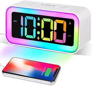 RGB Alarm Clock for Kids,Adjustable Brightness10%-100%,Dual Alarm, Sound Control, Bedside Alarm Clock USB Mains Powered,Light Alarm Clock for Teens, Heavy Sleepers,Adults