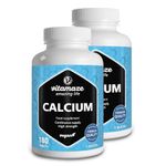 Calcium Tablets High Strength - 360 Tablets for 6 Months - 2028mg Calcium Carbonate per Daily Dose -Organic and Vegan Food Supplement Without Additives (Pack of 2)