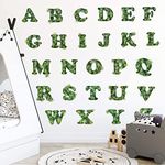 DEIKOKA Beautiful Green Leaves Purslane Alphabet (A-Z) Wall Decal Removable ABC Letters Wall Stickers for Kids Girls Adult Bedroom Decor Wedding Party Decorations