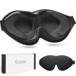 Sleep Mask, Ezona 3D Deep Contoured Eye Mask Sleeping for Men Women & Eyelash Extension, 100% Light Blocking Blindfold & Eye Cover, Soft Comfort Eye Shade for Night Sleep Travel Yoga Nap, Black