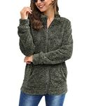 For G and PL Womens Fleece Sherpa Cardigan Pockets Warm Fluffy Fuzzy Full Zip Long Coat Charcoal M