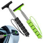 Side Mirror Squeegee, 2 PCS Car Mirror Squeegee, Retractable Car Rearview Mirror Wiper for All Vehicles, Universal Automotive Accessories by ZITSMS(Black/Green)