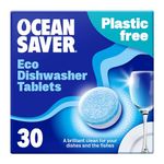 OceanSaver Eco-Friendly Dishwasher Tablets - Pack of 30 | Non-Toxic & Plastic-Free Dish Washing Tablets for Sustainable Cleaning | All in One Plant-Based Dishwasher Salt & Rinse Aid for Tough Stains