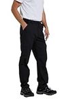 Mountain Warehouse Trek Mens Trousers - Lightweight All Season Pants, Easy Pack, Fast Dry Pants, Stretch Waist Hiking Pants - for Walking & Camping Jet Black 38W