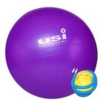 USI UNIVERSAL THE UNBEATABLE Exercise Ball, Yoga Ball, GB 55cm Gym Ball for Stability Work Out, Birthing Ball for Pregnancy, Anti-Burst Swiss Balance Fitness Ball for Gym Training With Pump (Purple)