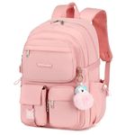 VIRTUREVI Backpack for Teens Girls 15.6 Inch Laptop Backpacks College Cute Bookbag Anti Theft School Bag for Women, Pink