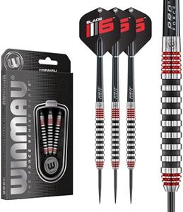 WINMAU Advance 500 Series Tungsten Red 24 Gram Steeltip Darts Set with Flights and Shafts (Stems)