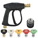 TMBMLPP High Pressure Washer Gun, Car Washer Gun with 5 Water Nozzle Tip, 1/4" Quick Connector and Adapter, Jet Wash Gun, Washer Gun, Pressure Washer Gun, for Car Cleaning Black