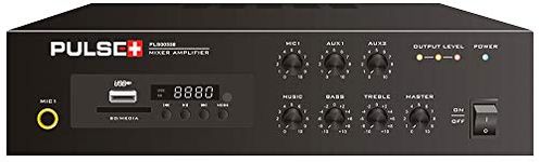 Pulse Plus PLS00558 60W Compact 100V Line Desktop PA Mixer Amplifier with MP3 Player and Bluetooth