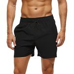 Arcweg Men's Swimming Shorts Mens Swim Trunks with Zipper Pockets Swim Shorts Mesh Lining Stretchy Board Shorts Surfing Beach Shorts Quick Dry Black S(UK)