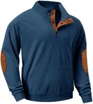 JMIERR Mens Sweaters and Pullovers Casual Long Sleeve Quarter Button Corduroy Henley Sweatshirt Fall Shirts Jackets with Pockets, XL, Teal Blue