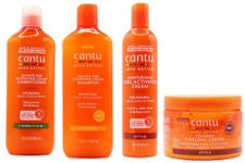 Cantu Coconut Curling Cream 12oz with Sulphate Free Shampoo & Conditioner 12oz & Shea Butter Moisturizing Curl Activator Cream 12oz