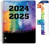 Global Datebooks Dated Middle School or High School Student Planner for Academic Year 2024-2025 includes Ruler/Bookmark and Planning Stickers (Matrix Style - 8.5"x11" - Rainbow Silhouette)