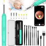 Ear Wax Removal Tool, Ear Cleaner with 1296P PHD Camera, Ear Cleaning Kit with Lights, Ear Otoscope Compatible with iPhone, iPad, and Android((Green)