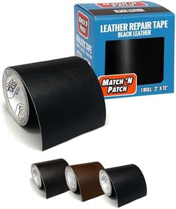 MATCH 'N PATCH Realistic Leather Repair Tape - Durable, Easy-to-Apply, Professional Grade, Versatile Use, Designed in North Carolina for Furniture Restoration, & Home Decor - Black, 3 inch x 72 inch