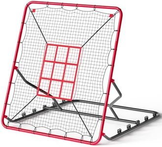 Baseball Rebounder Net 4x4.5 Ft, 5 Adjustable Angles Pitching, Fielding Trainer, Heavy-Duty UV-Resistant Bounce Back Net for Baseball, Softball, Ultra-Stable, Portable Solo Practice Equipment