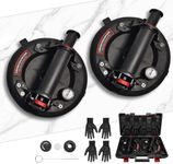 URLINE 2 Pack 880 lbs Load 8" Double Thickness Glass Suction Cups to Lift Large Glass with Pressure Gauge,Anti-Slip Handle,Tile Suction Cup for Window,Tiles,Granite