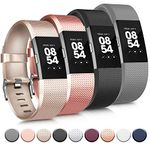 Tobfit Sport Bands Replacement Compatible with Fitbit Charge 2, 4 Pack, Women Men, Small/Large