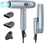 Hair Dryer, slopehill Professional Foldable Blow Dryer, Ionic Hairdryer, High-Speed Blowdryer for Fast Drying, Portable Compact for Travel, Magnetic Diffuser & Nozzle, LCD Display