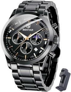 BY BENYAR Reloj para Hombre Sports Casual Acero Inoxidable Fecha analógica Diseñador Cronógrafo Resistente al Agua Reloj de Cuarzo para Hombre