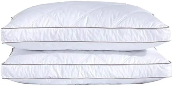 puredown® Goose Feathers and Down Pillow for Sleeping Gusseted Bed Hotel Collection Pillows, Standard, Set of 2