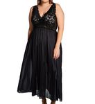 Shadowline Classy Nightgowns for Women, Elegant Women's Sleepwear, Black, 3X Plus