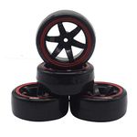 4Pack ShareGoo OD 2.44" RC Drift Tires Set,RC Hard Plastic Tyres & Wheel Rims 12mm Hex Compatible with Traxxas HSP Tamiya Kyosho HPI Redcat 1/10 On-Road Racing Drifting RC Car